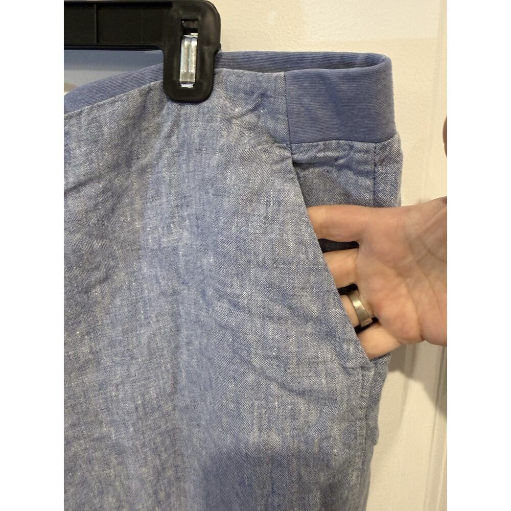 J. Jill Love Linen Light Blue Pull-on Wide Leg Cropped Pants Sz XL Pockets - Picture 3 of 6